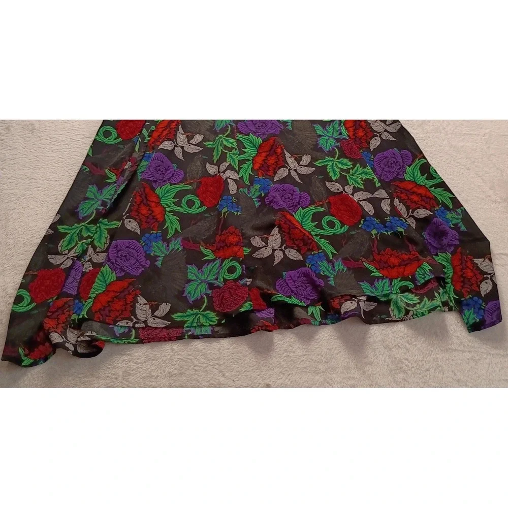 Topshop Floral Maxi Skirt Black Red Purple High Waisted Pleated Size US 4 NWOT